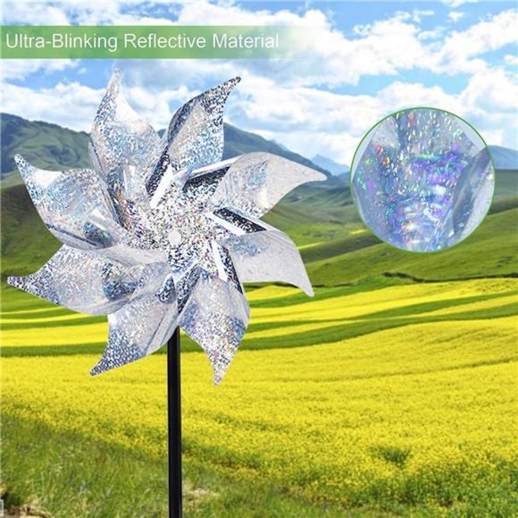 10 Pack Reflective Pinwheels with Stakes,Extra Sparkly Pinwheel for Garden Decor - Picture 6 of 6